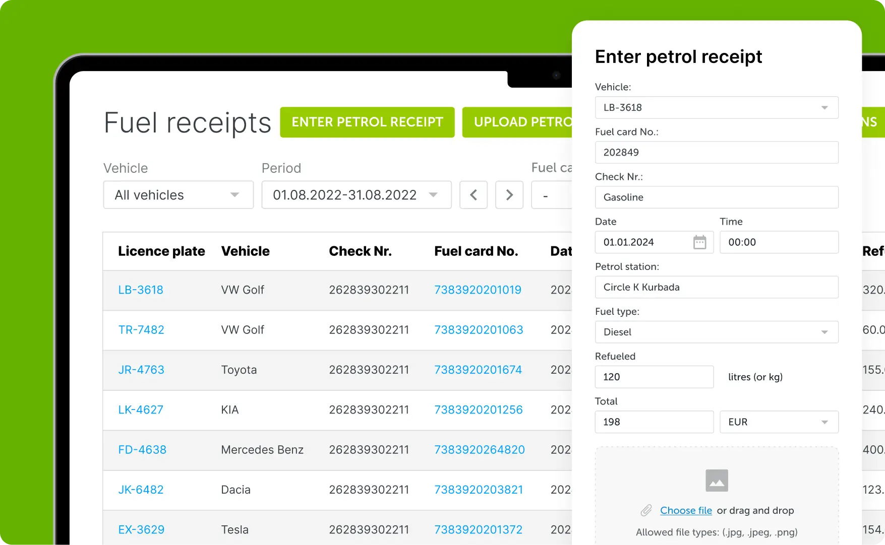 Fuel Receipts